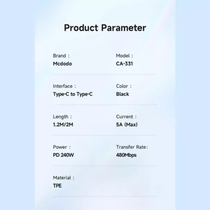 کابل تبدیل USB-C مک دودو مدل CA-3310 240w طول 1.2 متر