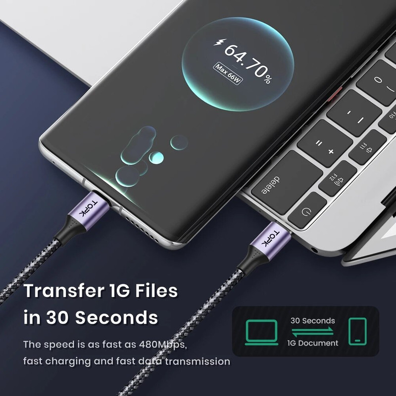 کابل تبدیل USB-C به USB-C تاپکی مدل CC-PD طول 1 متر