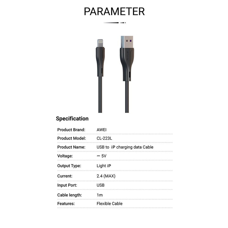 کابل تبدیل USB به لایتنینگ اوی مدل CL-223L طول 1 متر