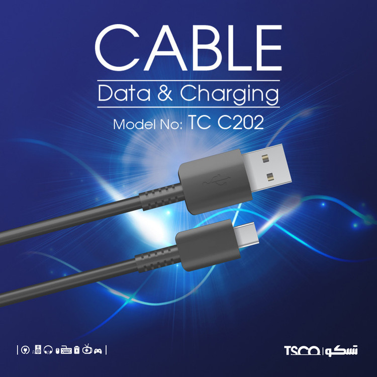 کابل تبدیل USB به USB-C مدل TCC 202 طول 1 متر اورجینال