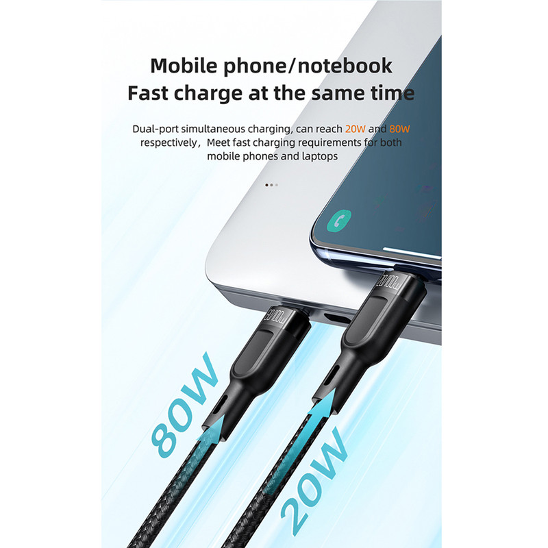کابل USB-C به USB-C/USB-C مک دودو مدل 2IN1 PD Fast Charging 100W طول 1.2 متر