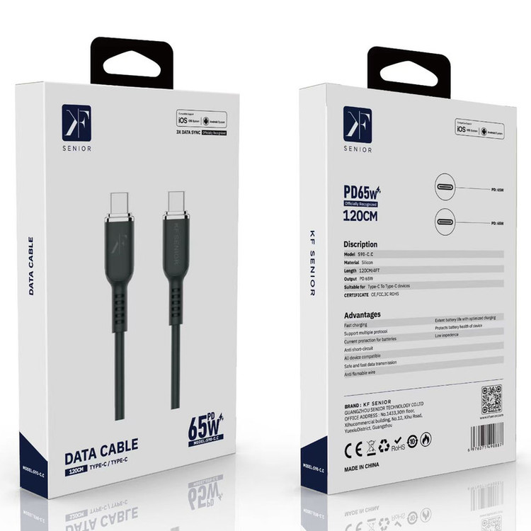کابل تبدیل USB-C کی اف سنیور مدل S90 طول 1.2 متر