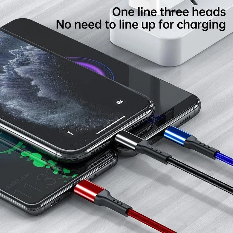 کابل تبدیل USB به لایتنینگ/USB-C/microUSB اوی مدل CL-971 طول 1.2 متر