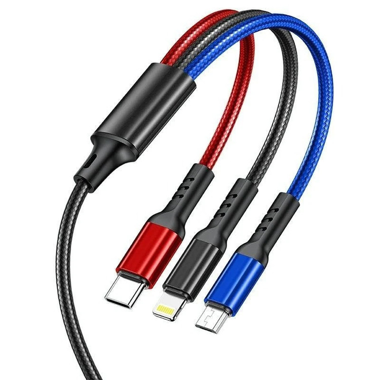 کابل تبدیل USB به لایتنینگ/USB-C/microUSB اوی مدل CL-971 طول 1.2 متر