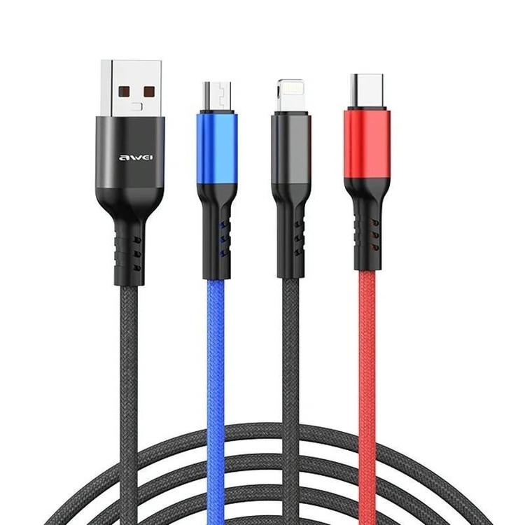 کابل تبدیل USB به لایتنینگ/USB-C/microUSB اوی مدل CL-971 طول 1.2 متر