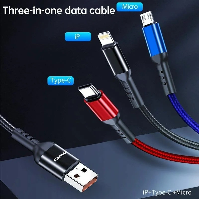 کابل تبدیل USB به لایتنینگ/USB-C/microUSB اوی مدل CL-971 طول 1.2 متر