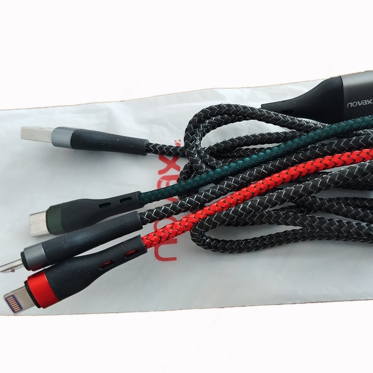 کابل تبدیل USB به microUSB/لایتنینگ/USB-C نواکس مدلL117 طول 1.2 متر