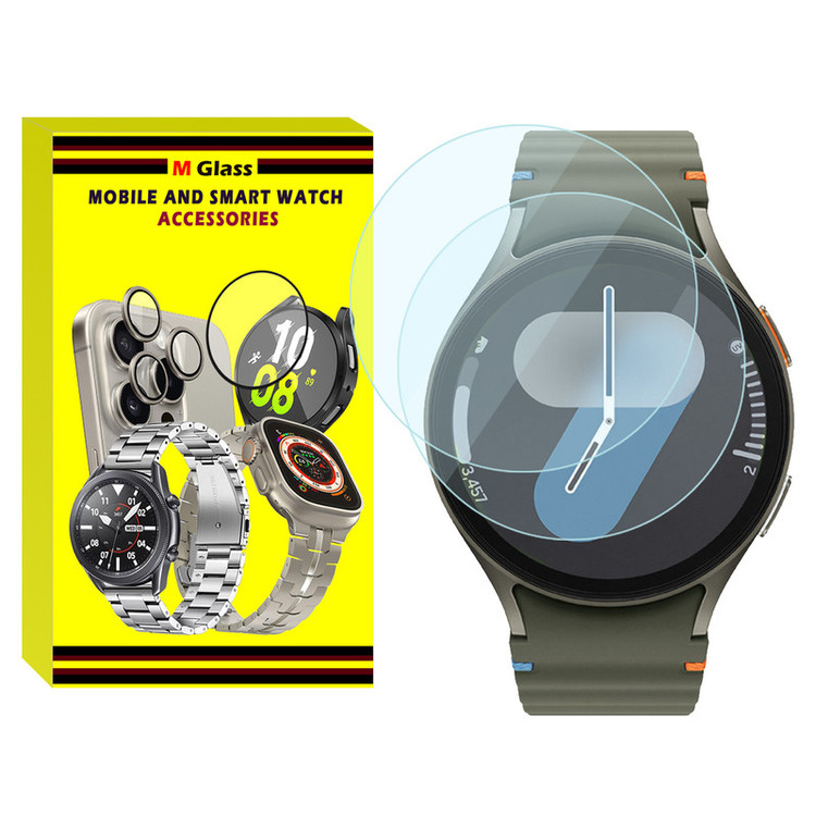 محافظ صفحه نمایش شیشهای امگلس مدل Glass-MG مناسب برای ساعت هوشمند سامسونگ Galaxy Watch 7 44mm بسته دو عددی