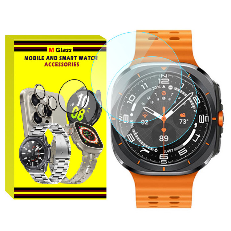 محافظ صفحه نمایش شیشهای امگلس مدل Glass-MG مناسب برای ساعت هوشمند سامسونگ Galaxy Watch 7 Ultra 47mm بسته دو عددی