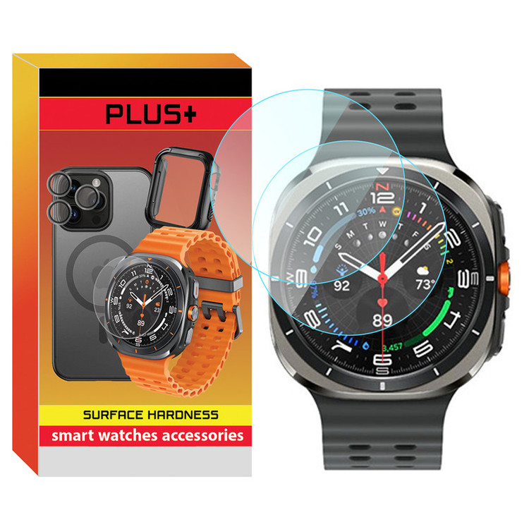 محافظ صفحه نمایش شیشهای پلاس مدل Glass-PL مناسب برای ساعت هوشمند سامسونگ Galaxy Watch 7 Ultra 47mm بسته دو عددی