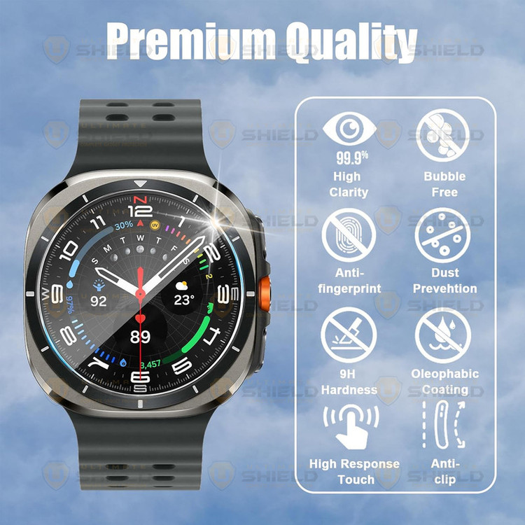 محافظ صفحه نمایش شیشهای آلتیمیت شیلد مدل Glass-UL مناسب برای ساعت هوشمند سامسونگ Galaxy Watch 7 Ultra 47mm بسته سه عددی