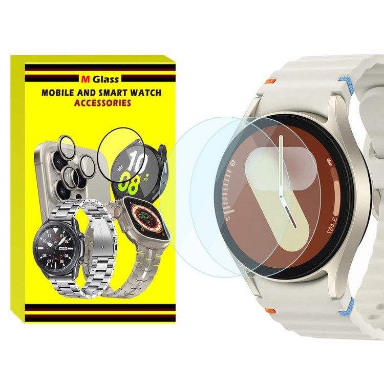 محافظ صفحه نمایش شیشهای امگلس مدل Glass-MG مناسب برای ساعت هوشمند سامسونگ Galaxy Watch 7 40mm بسته دو عددی