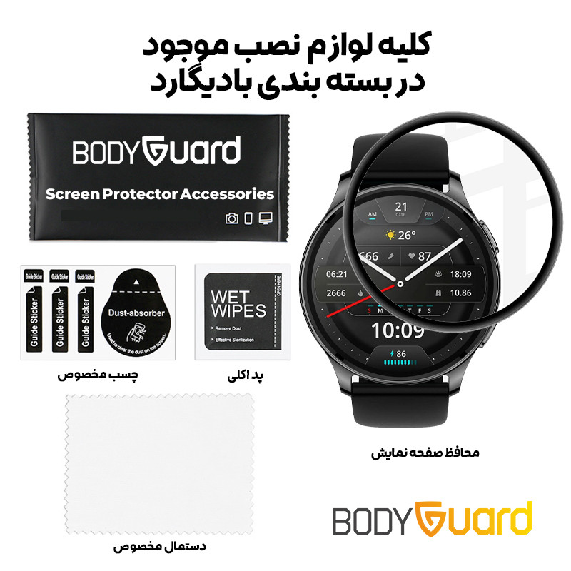 محافظ صفحه نمایش بادیگارد مدل PMMA مناسب برای ساعت هوشمند امیزفیت Pop 3R