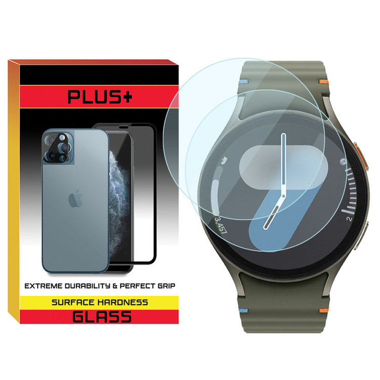 محافظ صفحه نمایش شیشهای پلاس مدل Glass-PL مناسب برای ساعت هوشمند سامسونگ Galaxy Watch 7 40mm بسته دو عددی