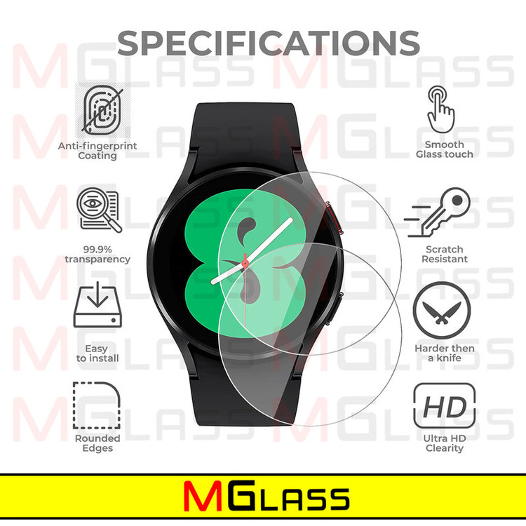 محافظ صفحه نمایش شیشهای امگلس مدل Glass-MG مناسب برای ساعت هوشمند سامسونگ Galaxy Watch 4 40mm بسته سه عددی