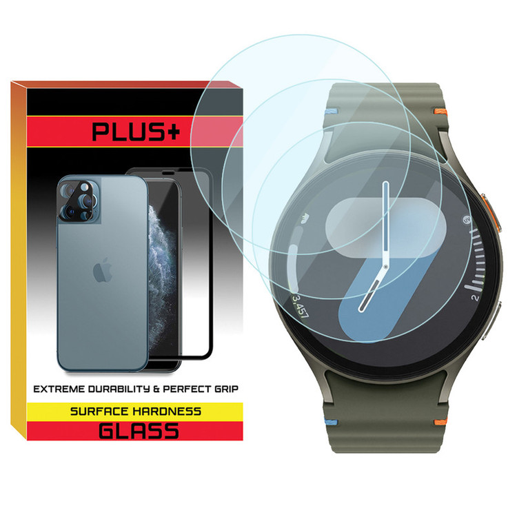 محافظ صفحه نمایش شیشهای پلاس مدل Glass-PL مناسب برای ساعت هوشمند سامسونگ Galaxy Watch 7 40mm بسته سه عددی