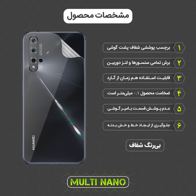 محافظ صفحه نمایش مولتی نانو مدل X-SFT مناسب برای گوشی موبایل هوآوی Nova 5T به همراه محافظ پشت