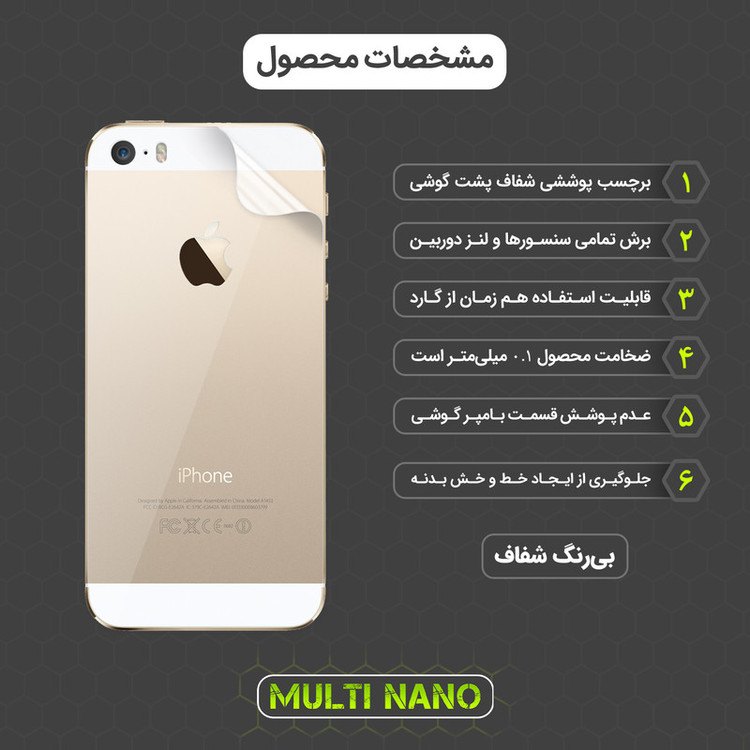 محافظ صفحه نمایش مولتی نانو مدل X-SFT مناسب برای گوشی موبایل اپل iPhone 5S به همراه محافظ پشت