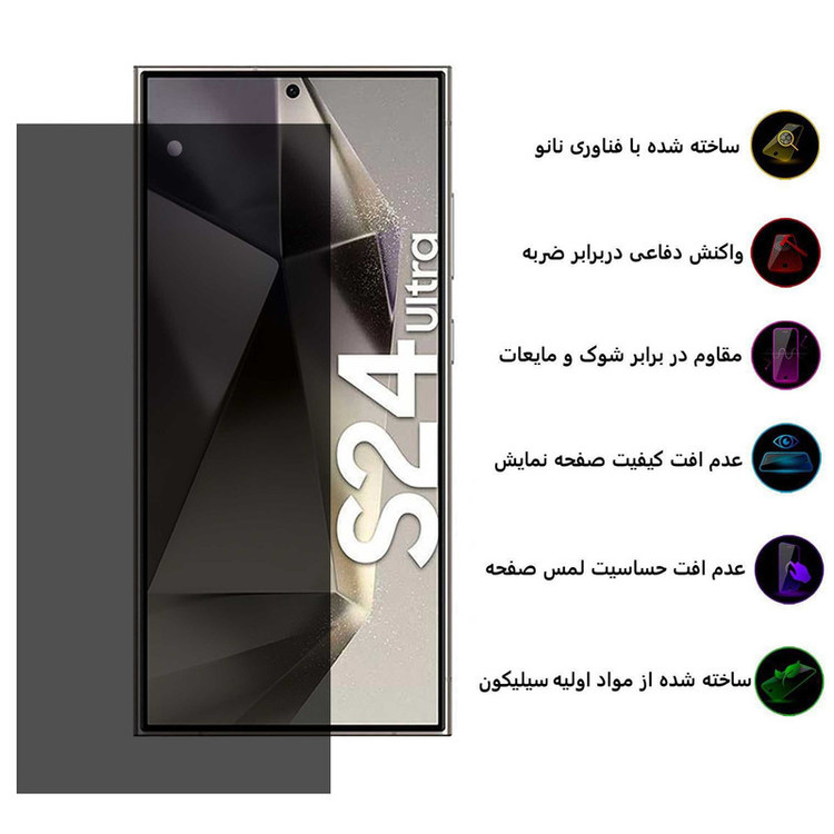محافظ صفحه نمایش حریم شخصی بوف مدل Silicone-Privacy مناسب برای گوشی موبایل سامسونگ Galaxy S24 Ultra