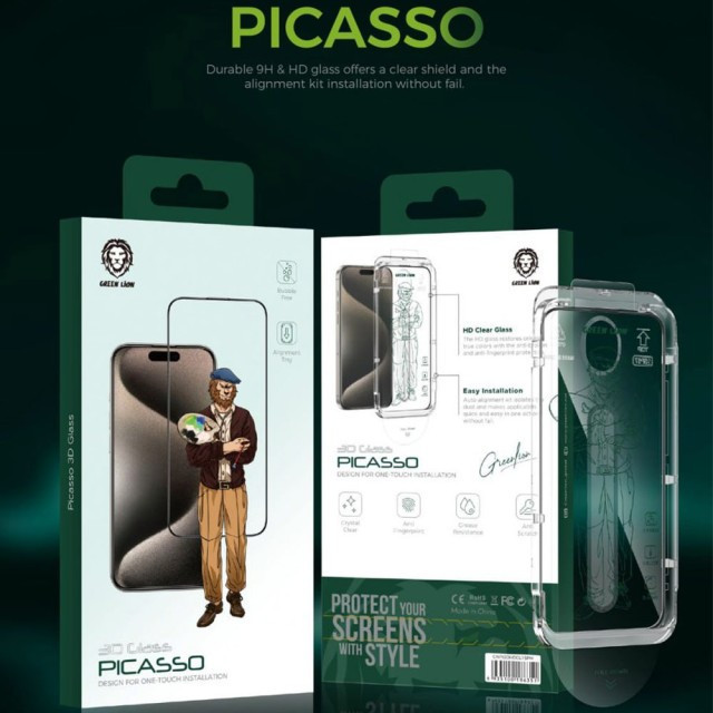 محافظ صفحه نمایش گرین لاین مدل Picasso 3D مناسب برای گوشی موبایل اپل iphone 15 pro