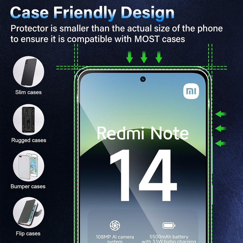 محافظ صفحه نمایش شیشه ای بادیگارد مدل Clear مناسب برای گوشی موبایل شیائومی Redmi Note 14 4G