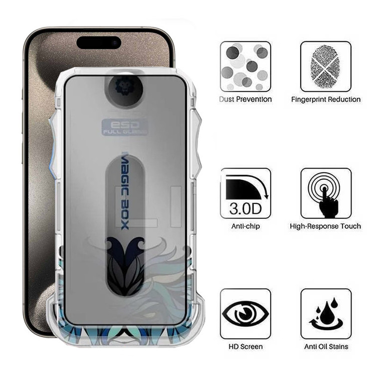 محافظ صفحه نمایش حریم شخصی اپیکوی لیتوو مدل Lion Privacy Easy Install مناسب برای گوشی موبایل اپل iPhone 15 Pro Max به همراه کیت نصب
