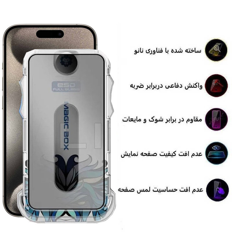 محافظ صفحه نمایش حریم شخصی اپیکوی لیتوو مدل Lion Privacy Easy Install مناسب برای گوشی موبایل اپل iPhone 15 Pro Max به همراه کیت نصب