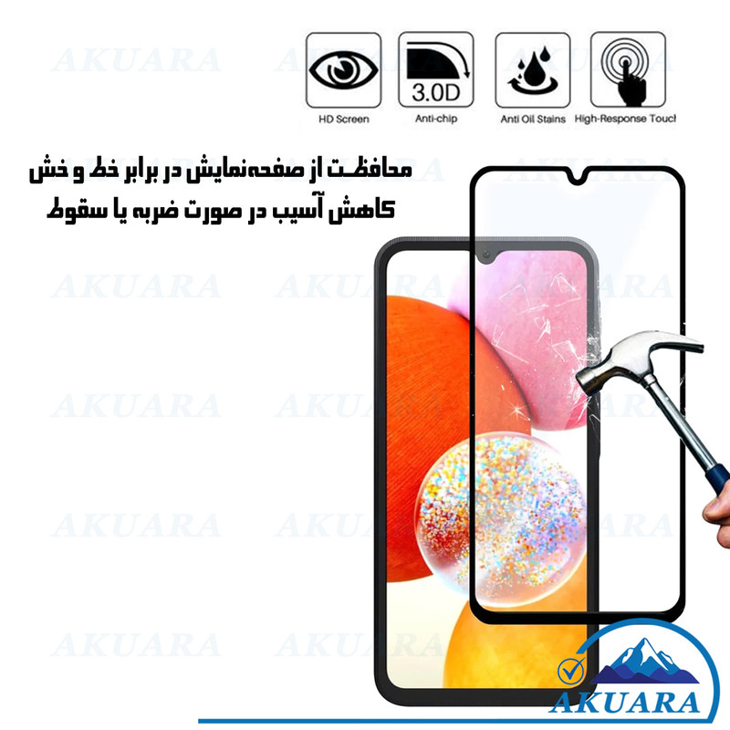 محافظ صفحه نمایش آکوآرا مدل Full AKU مناسب برای گوشی موبایل سامسونگ Galaxy A16 4G / A16 5G مجموعه سه عددی