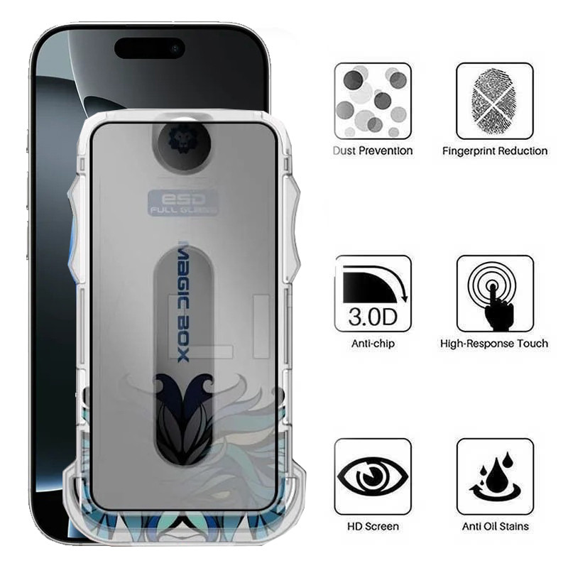 محافظ صفحه نمایش حریم شخصی اپیکوی مدل Lion Privacy Easy Install مناسب برای گوشی موبایل اپل iPhone 16 Pro Max به همراه کیت نصب