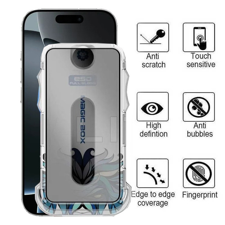 محافظ صفحه نمایش حریم شخصی اپیکوی مدل Lion Privacy Easy Install مناسب برای گوشی موبایل اپل iPhone 16 Pro Max به همراه کیت نصب