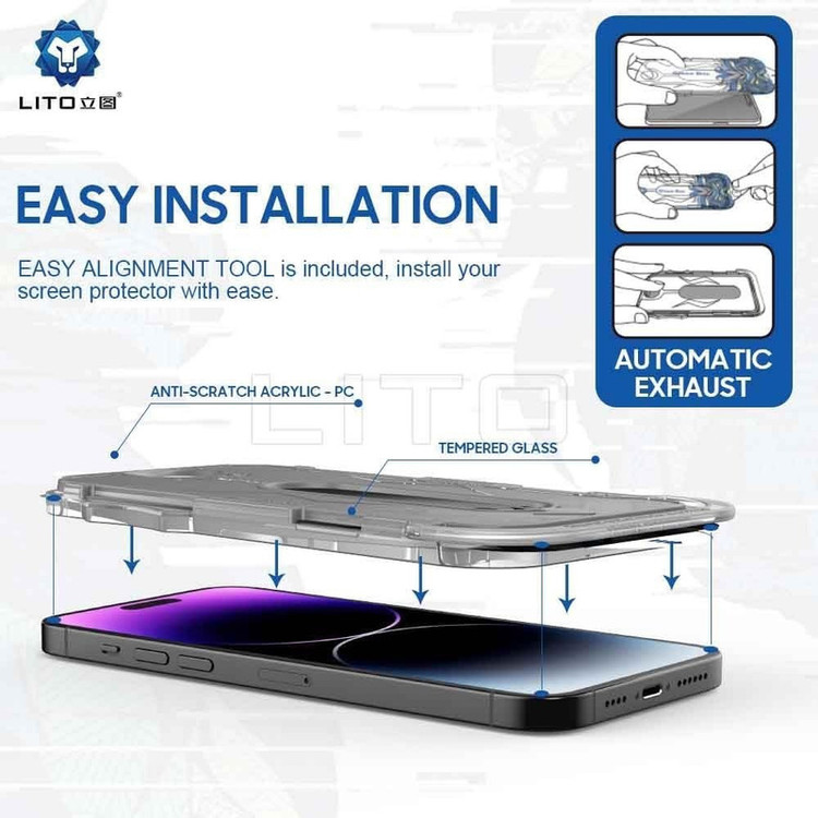 محافظ صفحه نمایش حریم شخصی اپیکوی مدل Lion Privacy Easy Install مناسب برای گوشی موبایل اپل iPhone 16 Pro Max به همراه کیت نصب