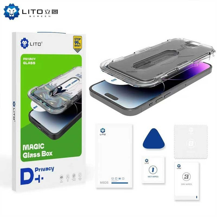 محافظ صفحه نمایش حریم شخصی اپیکوی مدل Lion Privacy Easy Install مناسب برای گوشی موبایل اپل iPhone 16 Pro Max به همراه کیت نصب