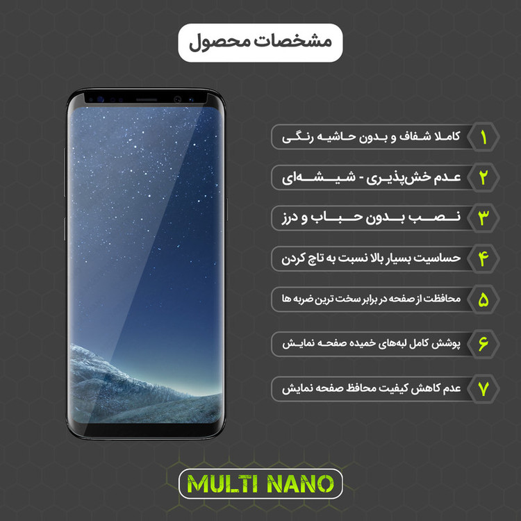 محافظ صفحه نمایش مولتی نانو مدل UVL مناسب برای گوشی موبایل سامسونگ Galaxy S8