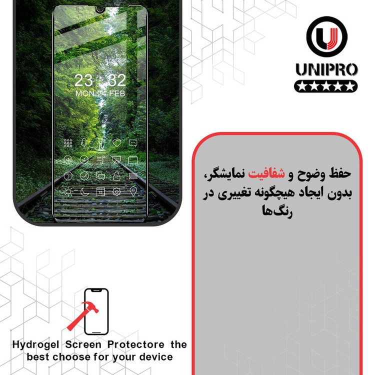 محافظ صفحه نمایش شفاف یونی پرو مدل 5 star مناسب برای گوشی موبایل ناتینگ فون 2 به همراه محافظ پشت گوشی