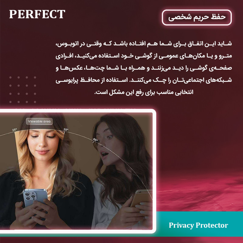 محافظ صفحه نمایش حریم شخصی پرفکت مناسب برای گوشی موبایل اپل iPhone 13 Pro Max