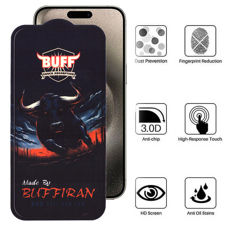 محافظ صفحه نمایش بوف مدل BullRun Crystal Pro مناسب برای گوشی موبایل اپل iPhone 15 Pro Max
