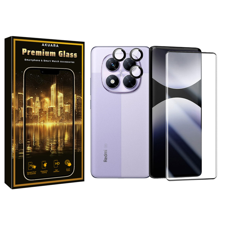 محافظ صفحه نمایش مدل FL Edge Ring مناسب برای گوشی موبایل شیائومی Redmi Note 14 Pro 4G به همراه محافظ لنز دوربین