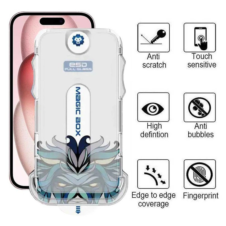 محافظ صفحه نمایش اپیکوی مدل Lion ESD Easy Install مناسب برای گوشی موبایل اپل iPhone 16 / iPhone 15 به همراه کیت نصب
