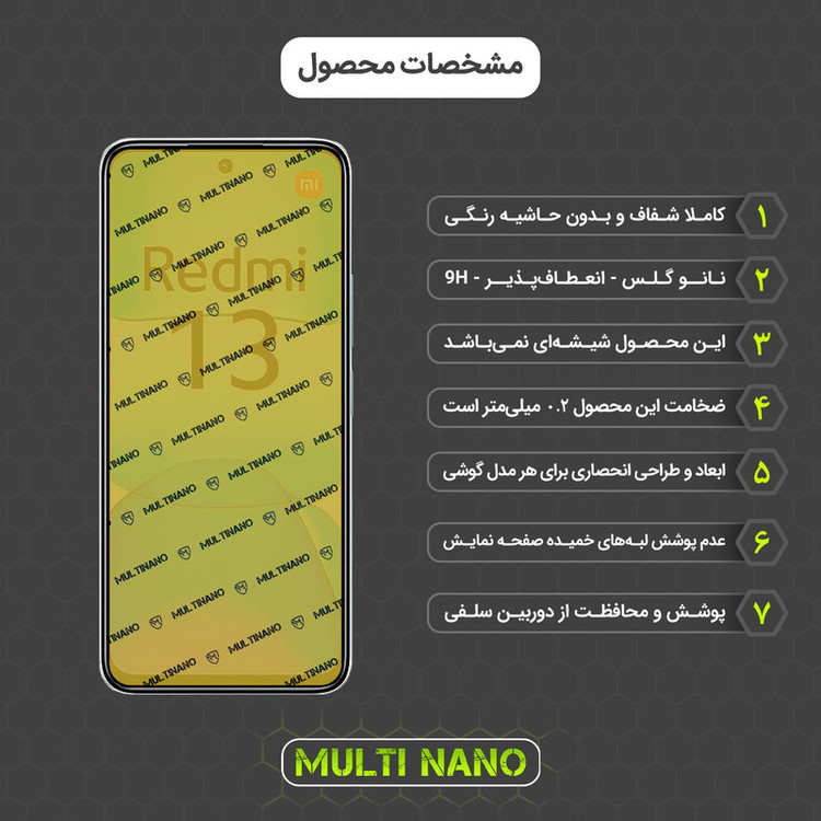 محافظ صفحه نمایش مولتی نانو مدل X-S1N مناسب برای گوشی موبایل شیائومی Redmi 13