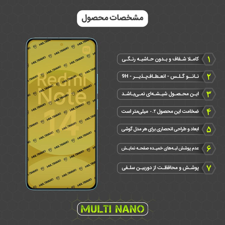 محافظ صفحه نمایش مولتی نانو مدل X-S1N مناسب برای گوشی موبایل شیائومی Redmi Note 14 4G