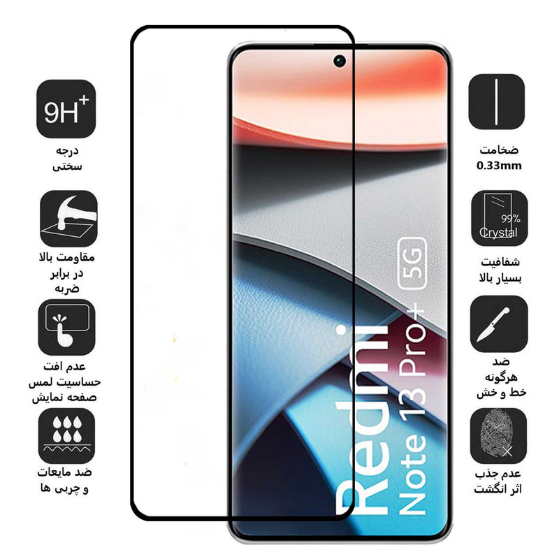 محافظ صفحه نمایش مدل FullGlue-Max مناسب برای گوشی موبایل شیائومی Redmi Note 13 Pro Plus