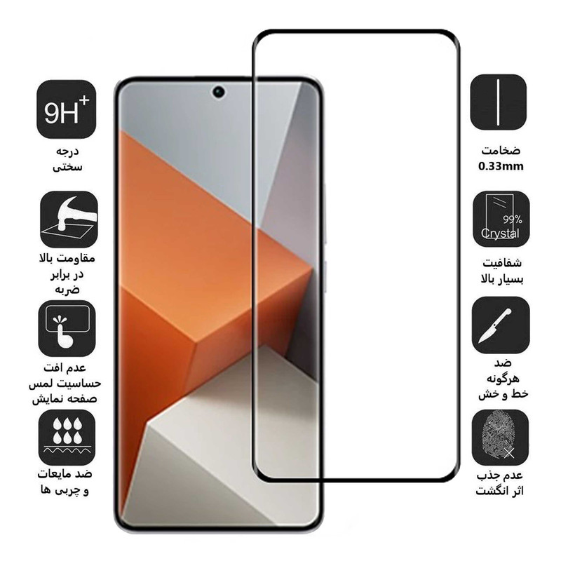 محافظ صفحه نمایش مدل FullGlue-Max مناسب برای گوشی موبایل شیائومی Redmi Note 13 Pro Plus