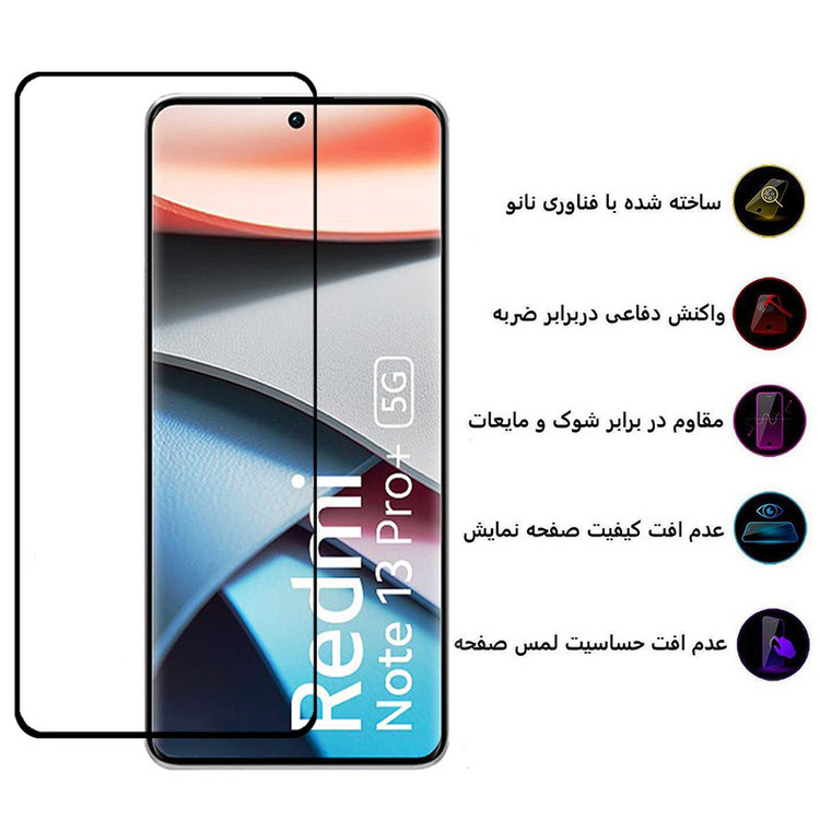 محافظ صفحه نمایش مدل FullGlue-Max مناسب برای گوشی موبایل شیائومی Redmi Note 13 Pro Plus