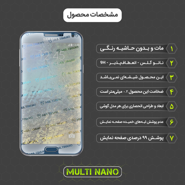 محافظ صفحه نمایش مات مولتی نانو مدل X-S1M مناسب برای گوشی موبایل سامسونگ Galaxy E7