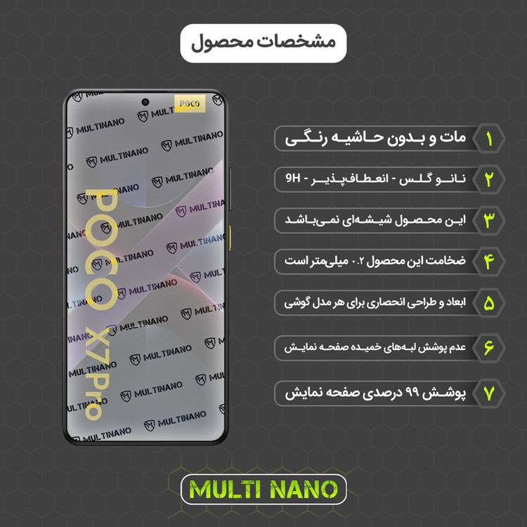 محافظ صفحه نمایش مات مولتی نانو مدل X-S1M مناسب برای گوشی موبایل شیائومی Poco X7 Pro