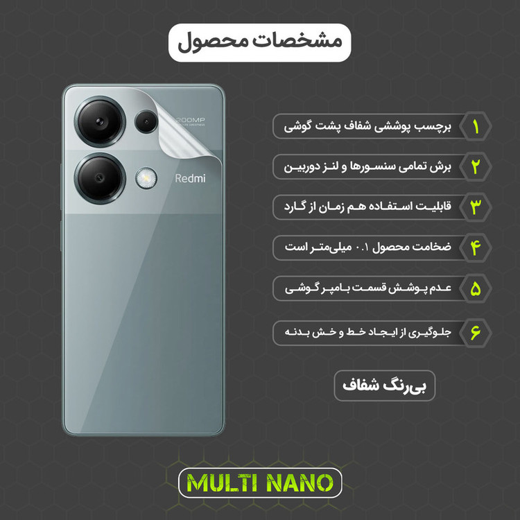 محافظ پشت گوشی مولتی نانو مدل X-F1T مناسب برای گوشی موبایل شیائومی Redmi Note 13 Pro 4G