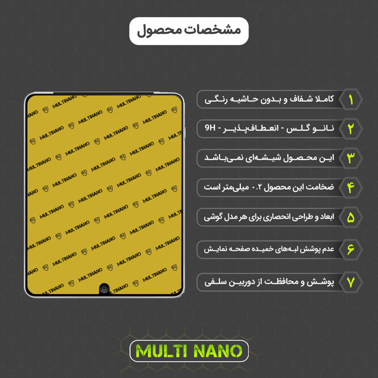 محافظ صفحه نمایش مولتی نانو مدل X-S1N مناسب برای تبلت اپل iPad Gen 1 9.7