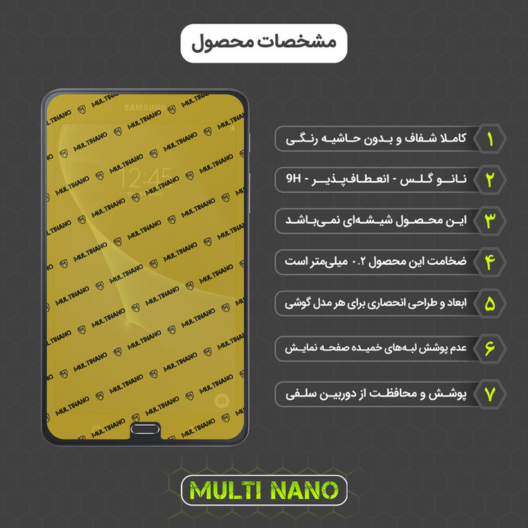 محافظ صفحه نمایش مولتی نانو مدل X-S2N مناسب برای تبلت سامسونگ Galaxy Tab A 7.0 2016 / T280 / T285 بسته دو عددی