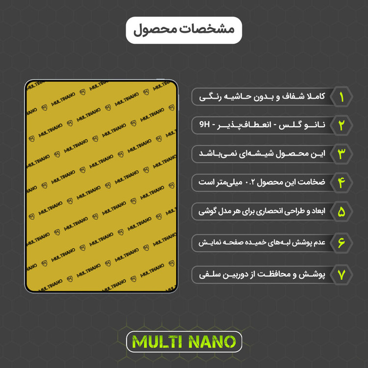 محافظ صفحه نمایش مولتی نانو مدل X-S1N مناسب برای تبلت ویوو Pad 2