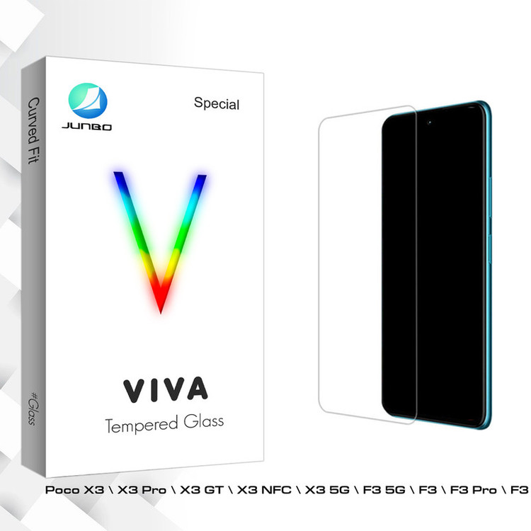 محافظ صفحه نمایش شیشه ای جانبو مدل Viva Glass MIX مناسب برای گوشی موبایل شیائومی Poco X3 \ X3 Pro \ X3 GT \ X3 NFC \ X3 5G \ F3 5G \ F3 \ F3 Pro \ F3 NFC \ X4 5G \ X4 NFC